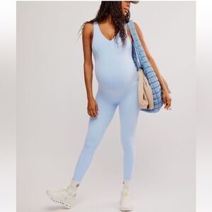 FP Movement by Free People Powder Blue Sleeveless Maternity Jumpsuit